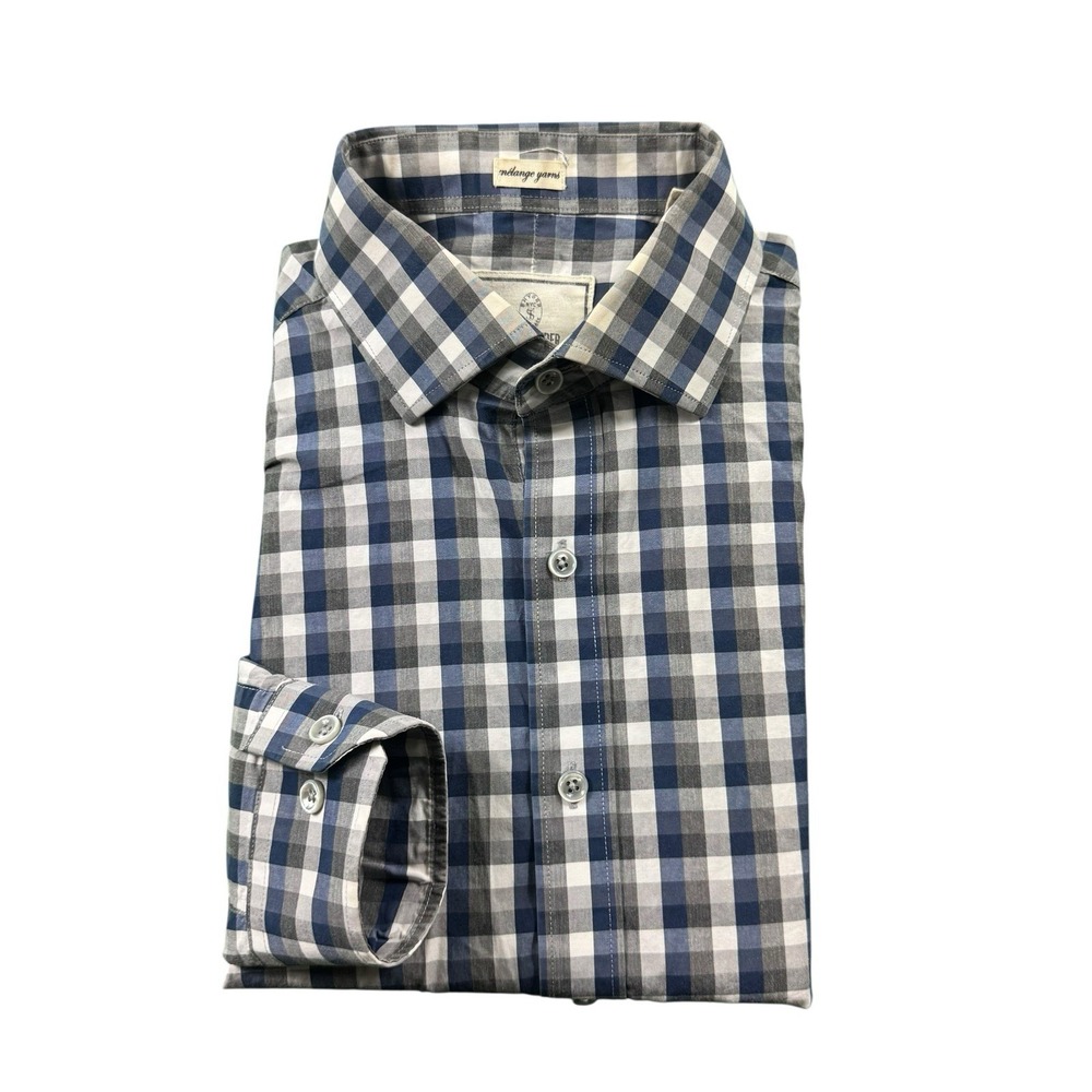 Todd Snyder White Blue Gray Melange Cotton Button Front Shirt 15.5 32/33
